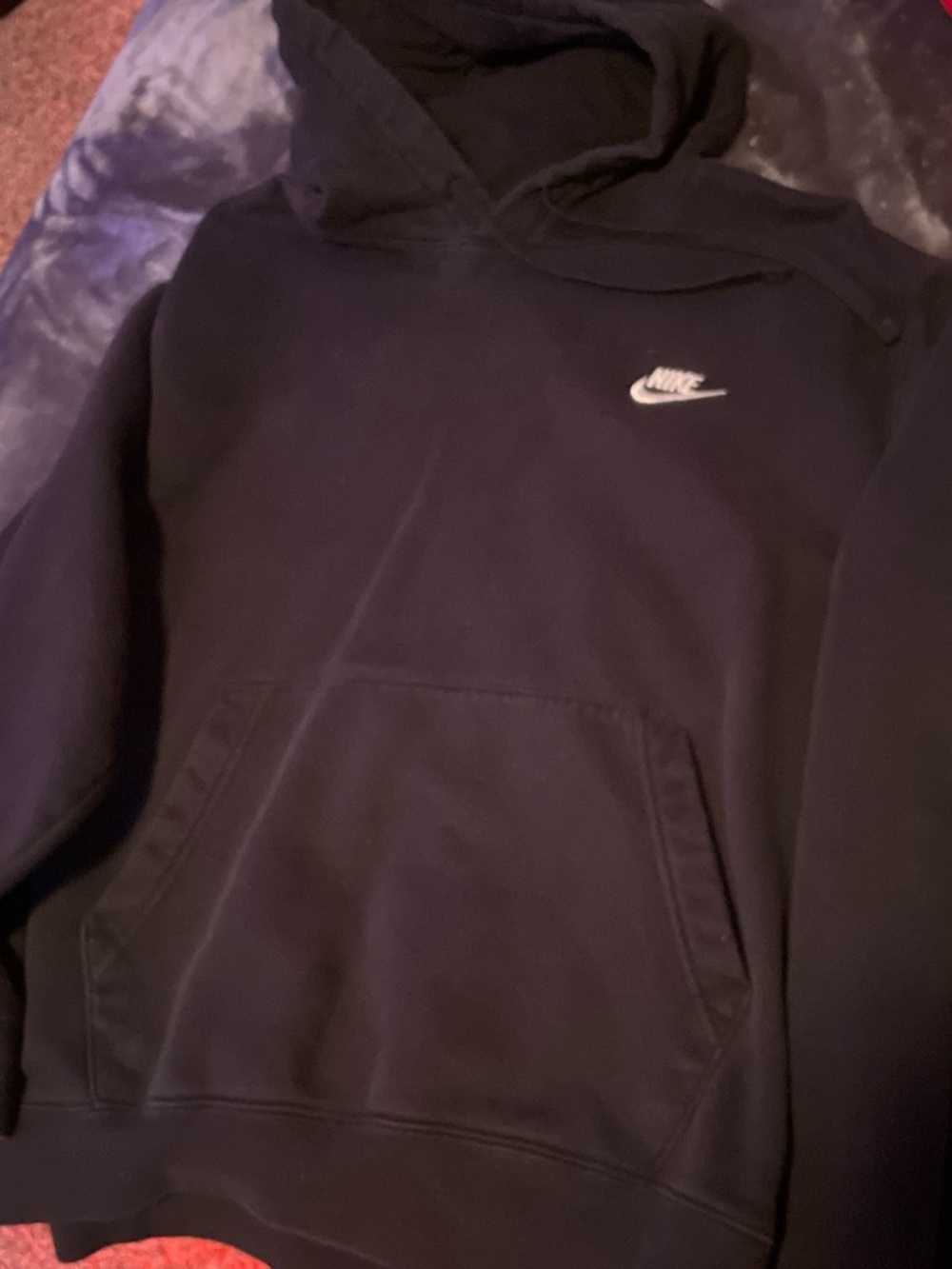 Nike black and red Crewneck Pullover Hoodie with White Swoosh